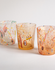 handmade glass tumbler with gold and multicolour details