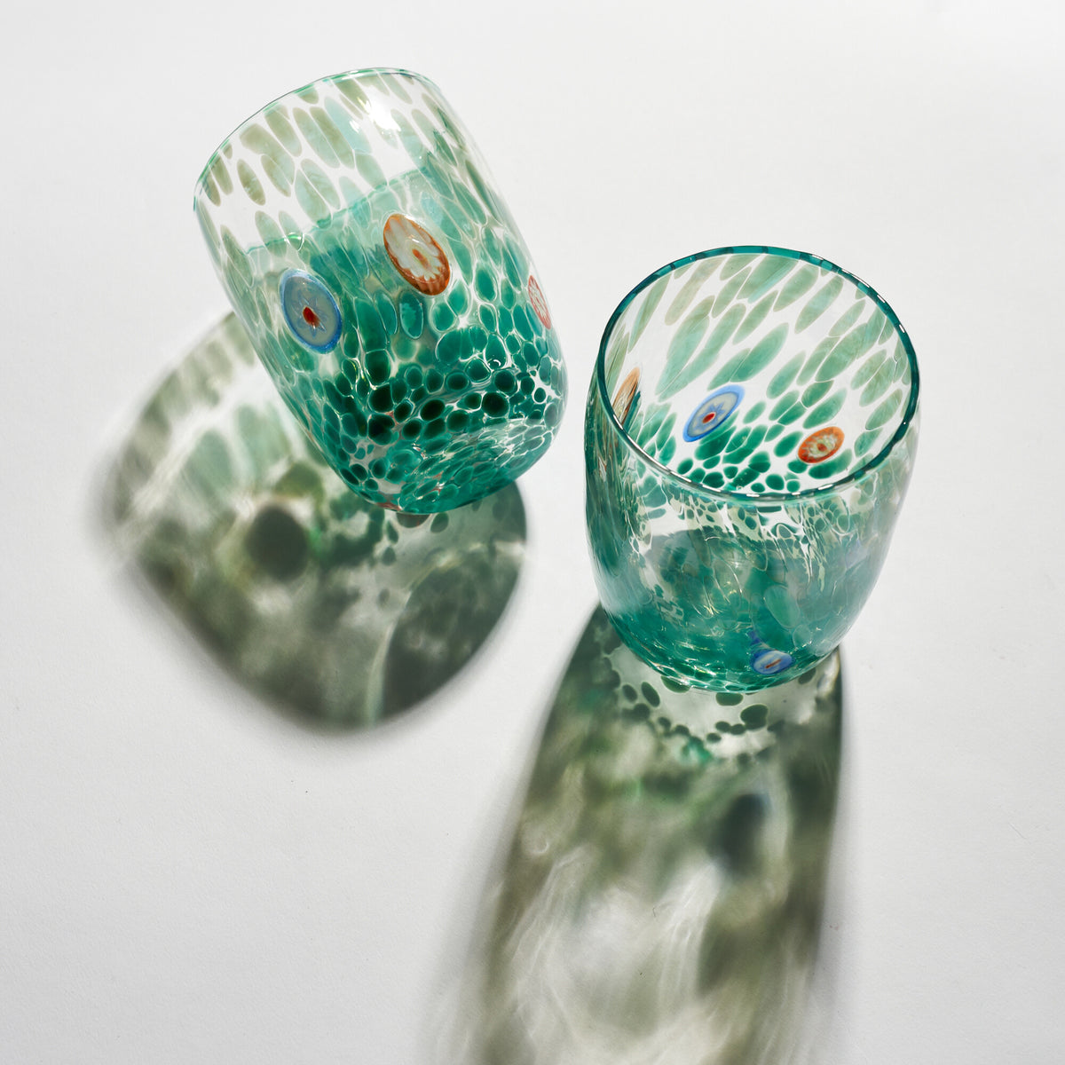 handmade green glass tumbler 